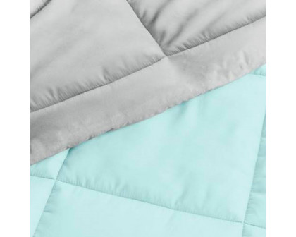 FaFurn Full/Queen Size 3-Piece Reversible Comforter Set - Aqua Blue/Gray, Microfiber