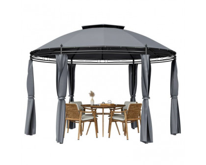 FaFurn - Gazebo Canopy with Polyester Privacy Curtain