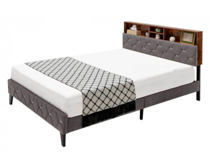 FaFurn - Platform Bed with Storage Headboard