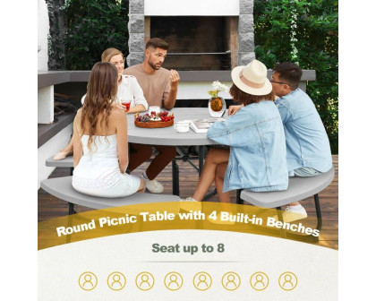 FaFurn - 8 Seater Picnic Table with Umbrella Hole