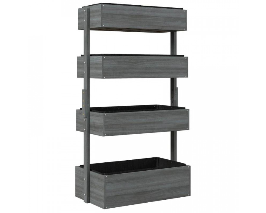 FaFurn 4-Tier Vertical Raised Bed Planter Box - Gray, Wood