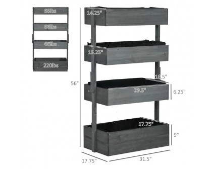 FaFurn 4-Tier Vertical Raised Bed Planter Box - Gray, Wood