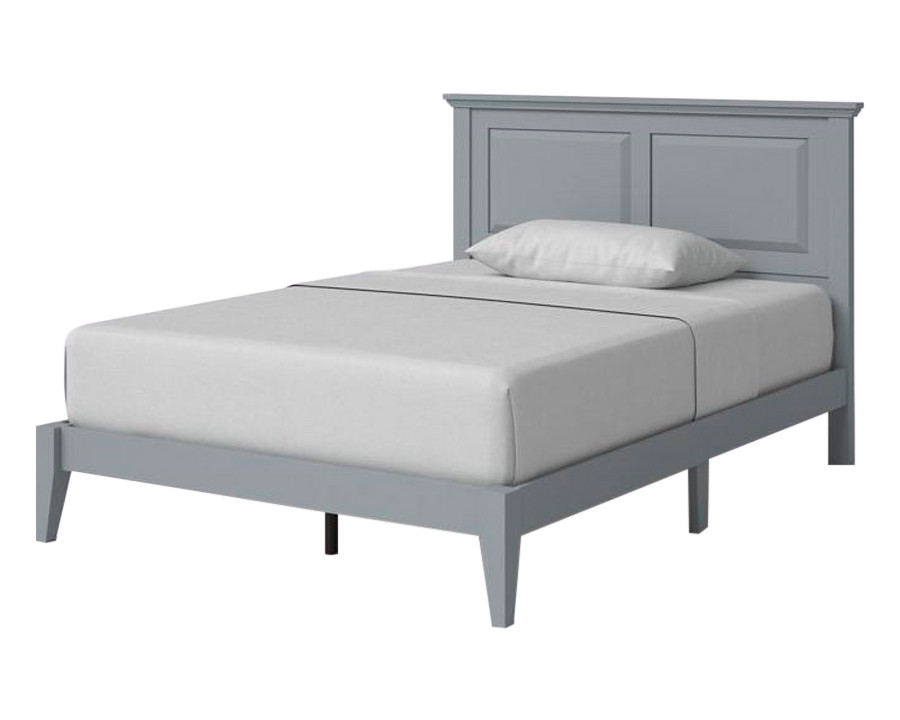 FaFurn Traditional Full Size Platform Bed with Headboard - Gray, Wood