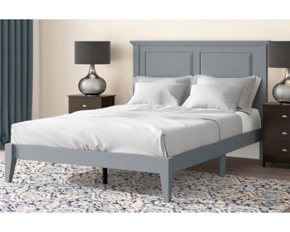 FaFurn Traditional Full Size Platform Bed with Headboard - Gray, Wood