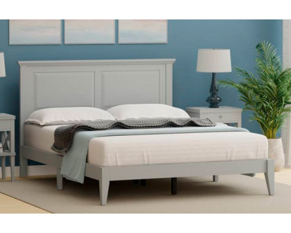 FaFurn Traditional Queen Size Platform Bed with Headboard - Gray, Wood