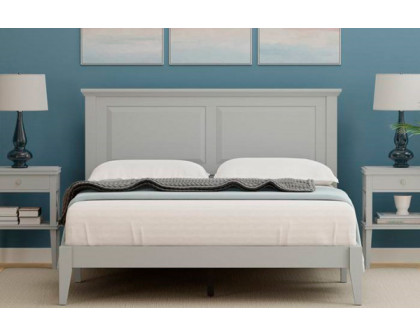 FaFurn Traditional Queen Size Platform Bed with Headboard - Gray, Wood