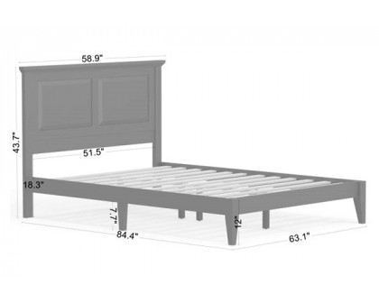 FaFurn Traditional Queen Size Platform Bed with Headboard - Gray, Wood