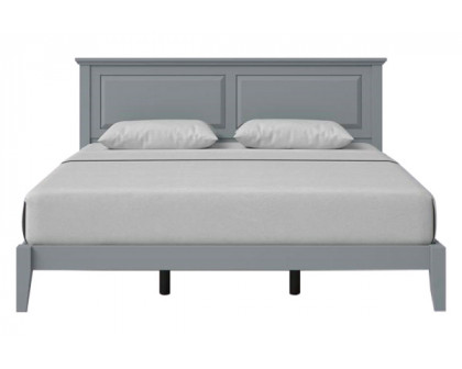 FaFurn Traditional King Size Platform Bed with Headboard - Gray, Wood