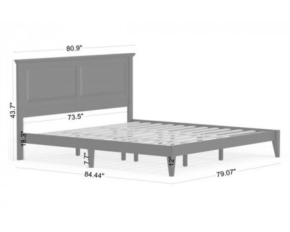 FaFurn Traditional King Size Platform Bed with Headboard - Gray, Wood