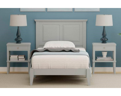 FaFurn Traditional Twin Size Platform Bed with Headboard - Gray, Wood