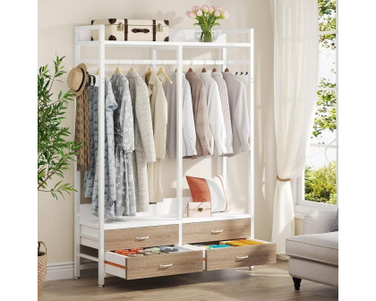 FaFurn - Garment Rack Clothes with 4 Storage Drawers