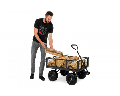 FaFurn - Heavy Duty Steel Garden Utility Cart Wagon with Removable Sides