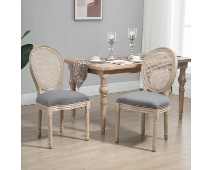 FaFurn Set of 2 Vintage Dining Chairs - Gray/Beige