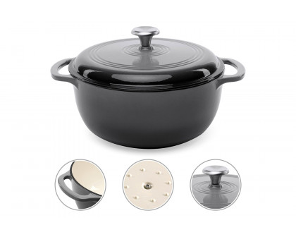 FaFurn 6 Quart Large Enamel Cast-Iron Dutch Oven Kitchen Cookware - Gray