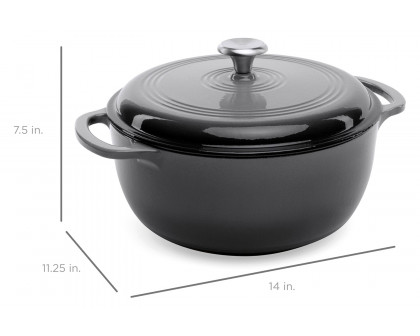 FaFurn 6 Quart Large Enamel Cast-Iron Dutch Oven Kitchen Cookware - Gray