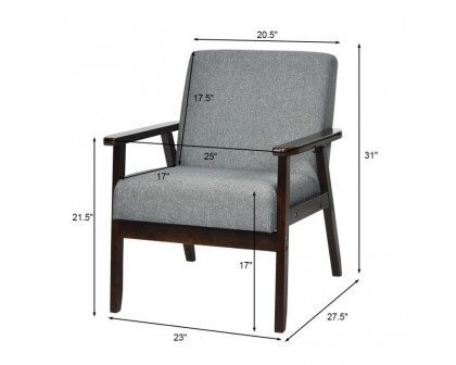 FaFurn Retro Accent Chair with Espresso Wood Frame - Gray