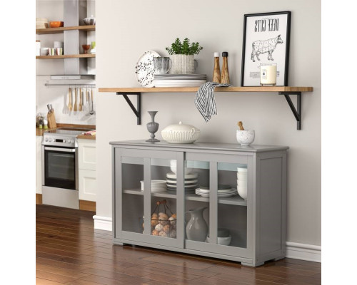 FaFurn Sideboard Buffet with Glass Sliding Door - Gray, Wood