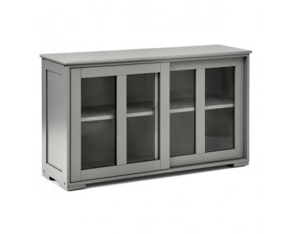 FaFurn Sideboard Buffet with Glass Sliding Door - Gray, Wood