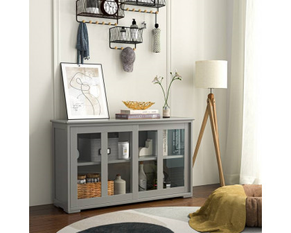 FaFurn Sideboard Buffet with Glass Sliding Door - Gray, Wood