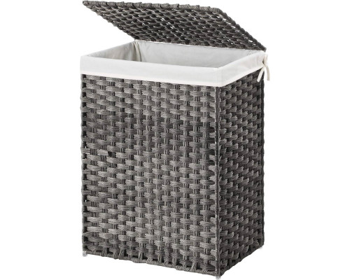 FaFurn Laundry Hamper Basket with Removable Cotton Liner Bag - Gray