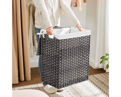 FaFurn Laundry Hamper Basket with Removable Cotton Liner Bag - Gray