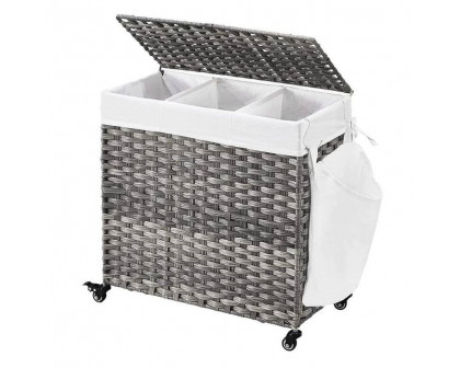 FaFurn - Laundry Hamper Basket with Cotton Liner on Wheels