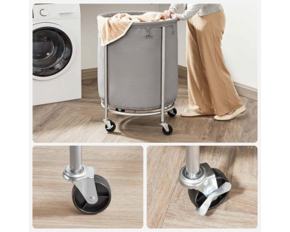 FaFurn Laundry Hamper Basket with Bag Steel Frame on Wheels - Gray