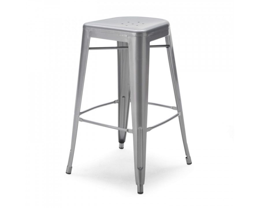 FaFurn - Set of 2 Modern Barstool in Powder Coat Silver