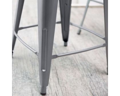 FaFurn - Set of 2 Modern Barstool in Powder Coat Silver