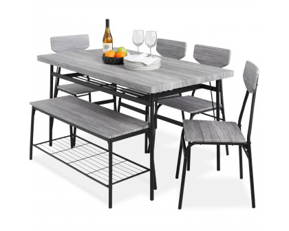 FaFurn - 6-Piece Modern Dining Set with Table 4 Chairs and Storage Bench