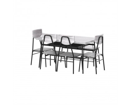 FaFurn 6-Piece Modern Dining Set with Table 4 Chairs and Storage Bench - Gray, Wood