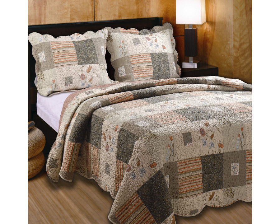 FaFurn - Full/Queen Size Quilt Set with 2 Shams Southwest Wildflowers in Cotton