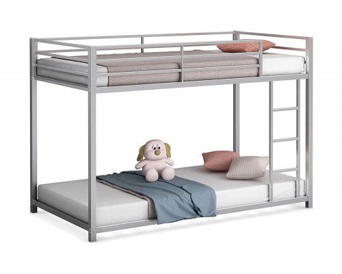 FaFurn Twin Over Twin Low Profile Modern Bunk Bed Frame - Silver