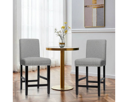 FaFurn - Set of 2 Modern Barstool with Wood Legs and Linen Seat