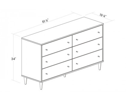 FaFurn™ Farmhouse Rustic Mid Century 6 Drawer Dresser - Rustic Walnut