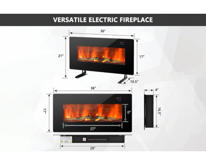 FaFurn - 36 in Electric Wall Mounted/Freestanding Fireplace with Remote Control