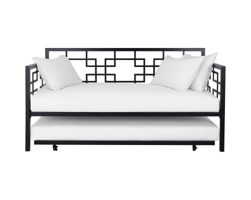 FaFurn Daybed Frame with Twin Pull-Out Trundle Bed - Black