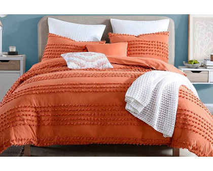 FaFurn Full/Queen Size 5-Piece Clip Dot Comforter Set - Brick Orange, Cotton