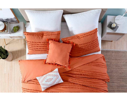 FaFurn Full/Queen Size 5-Piece Clip Dot Comforter Set - Brick Orange, Cotton