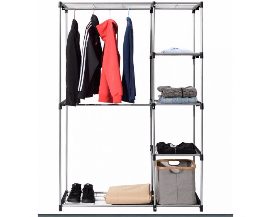 FaFurn - Portable Closet Organizer Shelving Unit in Sliver