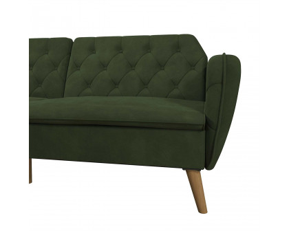 FaFurn™ Memory Foam Sofa-Bed with Wooden Legs - Green, Futon/Velvet