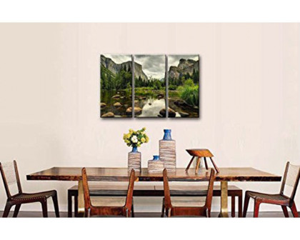 FaFurn - Yosemite Mountain Stream 3-Piece Wall Art Framed Print On Canvas