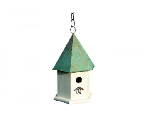 FaFurn Wood Songbird Birdhouse with Copper Roof - White/Green