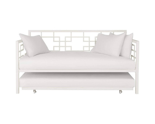 FaFurn Daybed Frame with Twin Pull-Out Trundle Bed - White