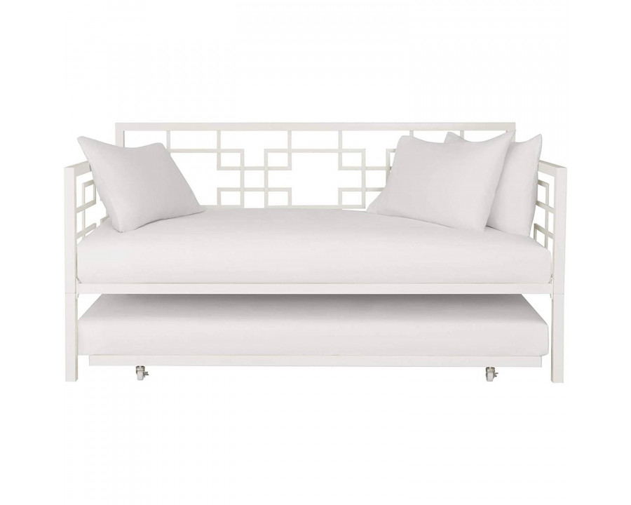 FaFurn Daybed Frame with Twin Pull-Out Trundle Bed - White