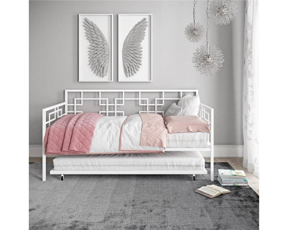 FaFurn Daybed Frame with Twin Pull-Out Trundle Bed - White