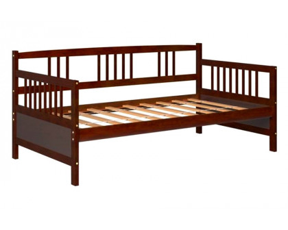 FaFurn Twin Size 2-In-1 Wood Daybed Frame Sofa Bed - Brown Cherry