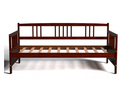 FaFurn Twin Size 2-In-1 Wood Daybed Frame Sofa Bed - Brown Cherry