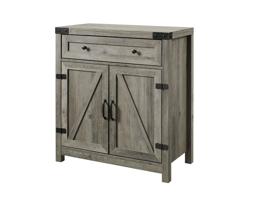 FaFurn Rustic Farmhouse Barn Door Accent Storage Cabinet - Gray Wash