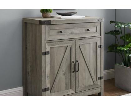 FaFurn Rustic Farmhouse Barn Door Accent Storage Cabinet - Gray Wash